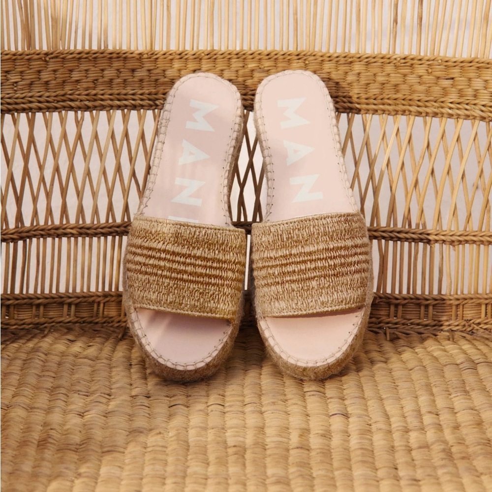 Manebi Double Sole Raffia Sandals